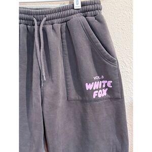 White Fox Boutique Vol 3 Sweatpants Joggers Small Charcoal Gray Lavender Logo